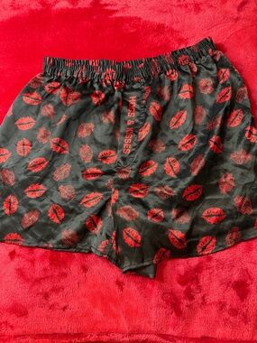 Vintage Harley Davidson 100% Silk Boxers M Hogs & Kisses Biker Core Sleepwear